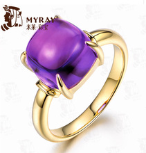 Ювелирные украшения Milley 6,57 карат натуральная лапша Фиолетовое хрустальное кольцо 18 карат драгоценные камни кольцо с четырьмя когтями
