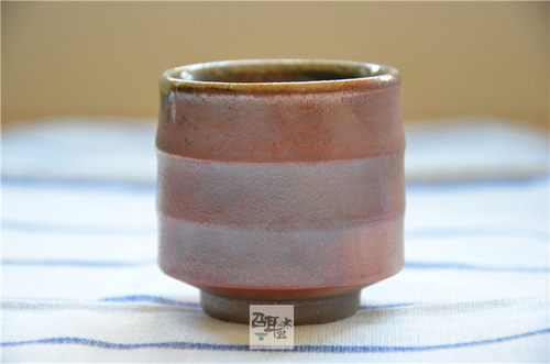 台湾陶艺师 王文玉 柴烧茶杯 竹节杯 朴拙 落灰重火痕漂亮_7折现价210