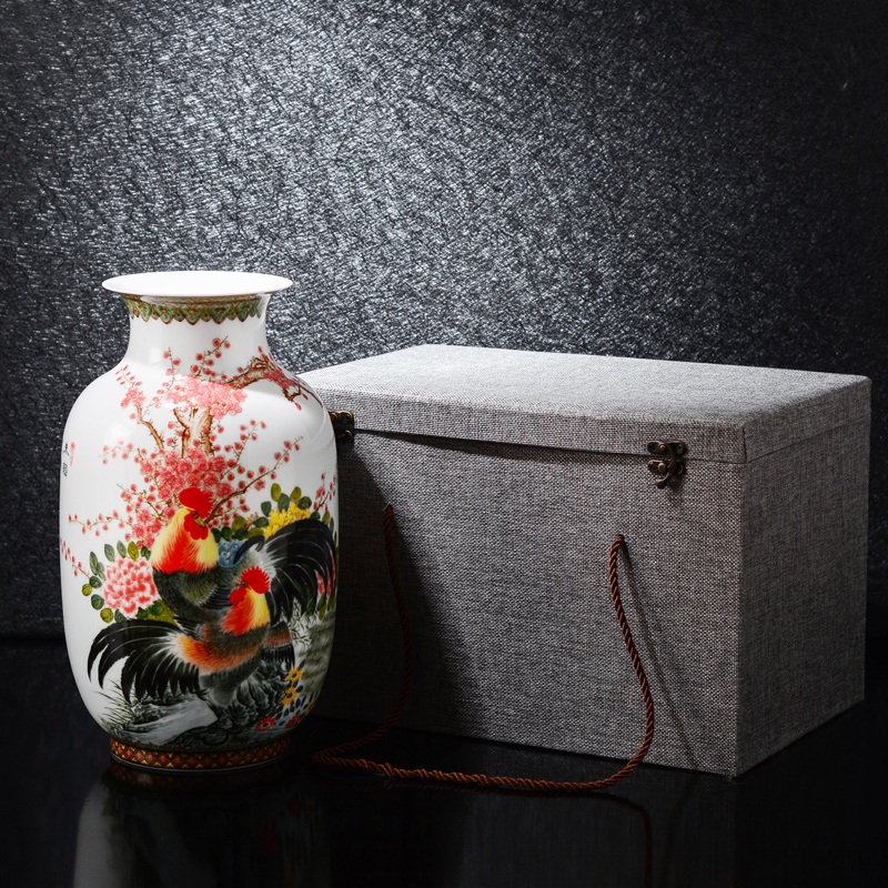 Jingdezhen ceramic vases, hand draw colored enamel vase ceramic vase furnishing articles sitting room sitting room decorates the antique vase