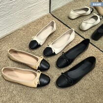 Small fragrant butterfly knots flat bottom womens single shoes 2022 spring new sloth beans Bean Shoes Collared Weave A Foot of Foot Shoe Tide