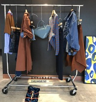 Clothing store pulley mobile folding hanging clothes rack floor-standing exhibition live frame detachable telescopic gantry frame
