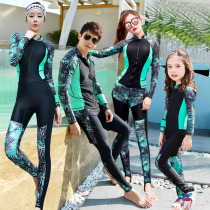 Korean couples zipper diving suit female split long sleeve sunscreen quick-drying surf suit one-piece parent-child three-piece set