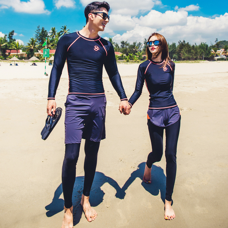 Da cousin wetsuit female jellyfish clothing sunscreen snorkeling long-sleeved swimsuit two-piece suit couple surfing suit male swimming