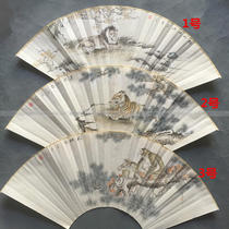 Hand-painted fan rice paper folding fan fine pen fan 9 inch 9 inch 9 5 inch fan Suzhou painter fine painting animal picture