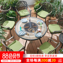 Outdoor barbecue table and chair Garden garden open-air household carbon baking table Outdoor commercial electric oven dining table and chair