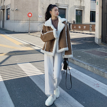 Lamb wool fleece coat womens autumn and winter 2021 new fur integrated winter imitation rabbit hair thickened high sense of versatile