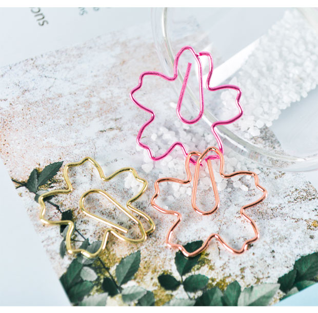 新品手账用品粉色樱花回形针包邮创意金属曲别针定制书签办公文具