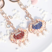 Long life lock key buckle Female literary and artistic creativity Korean simple retro bag pendant pendant accessories Chinese style forest department