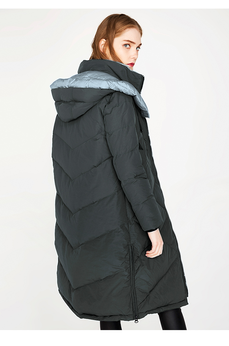 金羽杰linc羽绒服中长款2018冬季新款女收腰h型羽绒服7461058