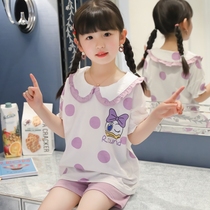 2020 new summer princess style Donald Duck Girl pajamas cotton short sleeve shorts children parent-child thin home clothes