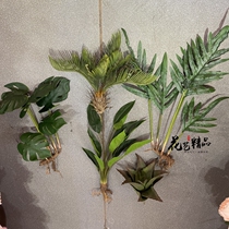 High quality with Tropical Ferns Plant Wall Decorations Fake Green Plants Spring Rain Green turquoise Back Iron Tree Aloe Vera