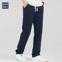 Hanska Fall Winter Loose Plus Size Sweatpants Mens Plus Puffed ThickEnEd Drawstring Straight Straight Casual Sports Pants Tide