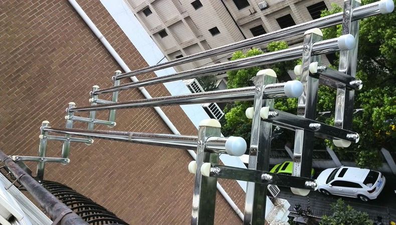 阳台外折叠推拉架室外户外晾衣伸缩晒衣架推拉杆304不锈钢支架