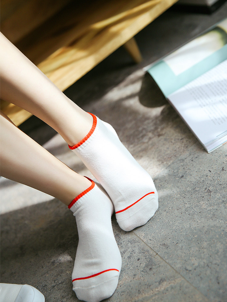 2017春季新品简约款 纯棉运动低帮短袜 纯色袜口浅口船袜学生袜子