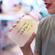 Glass cute schoolgirl straw cup Korean version of the personality trend creative teacup girl summer net red water cup