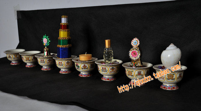 藏密八供全套装宝石曼扎七宝水晶玛瑙佛教用品佛教佛塔宝石佛像