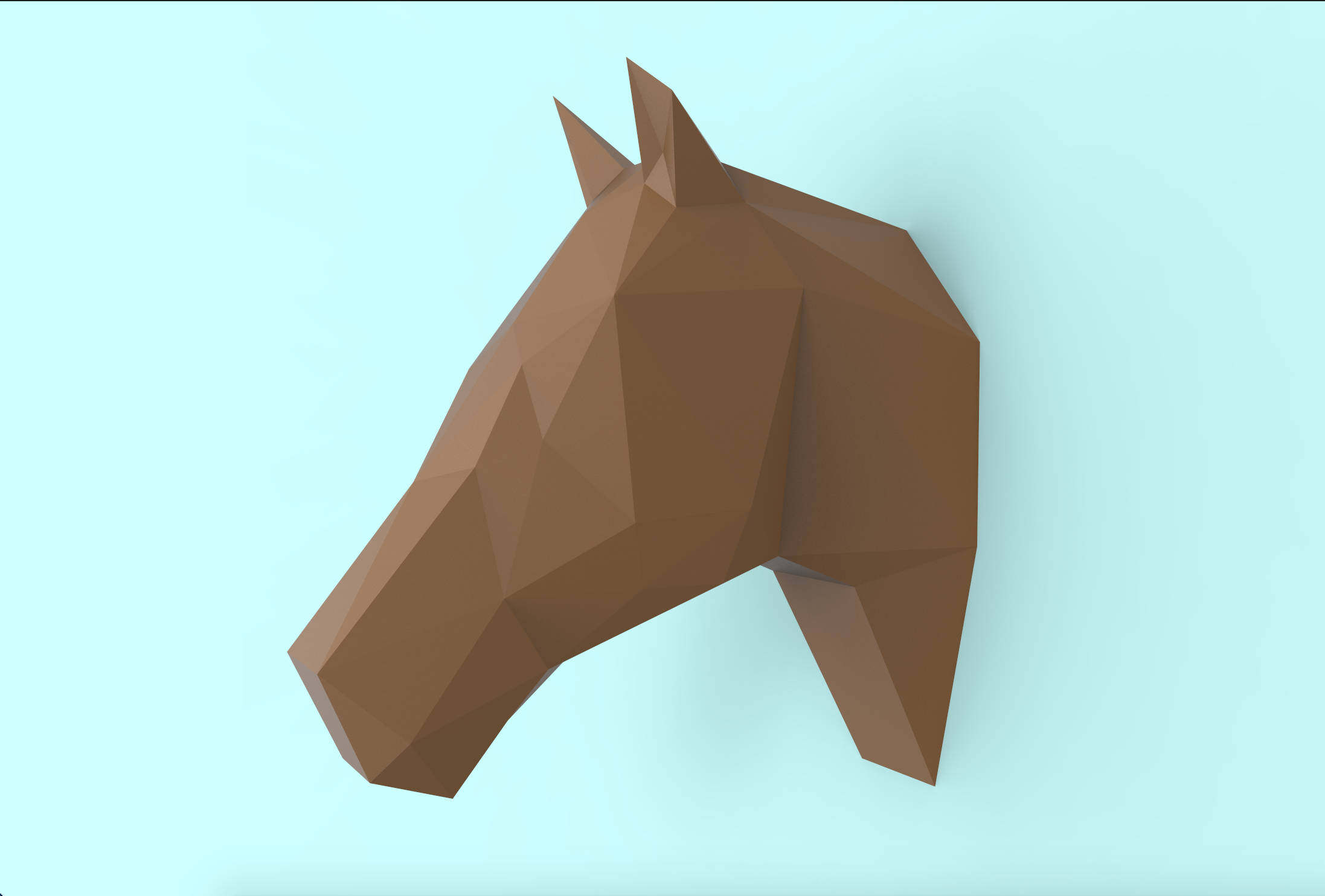 马头 壁挂3d纸模型diy手工纸模摆件挂饰玩具几何折纸立体构成