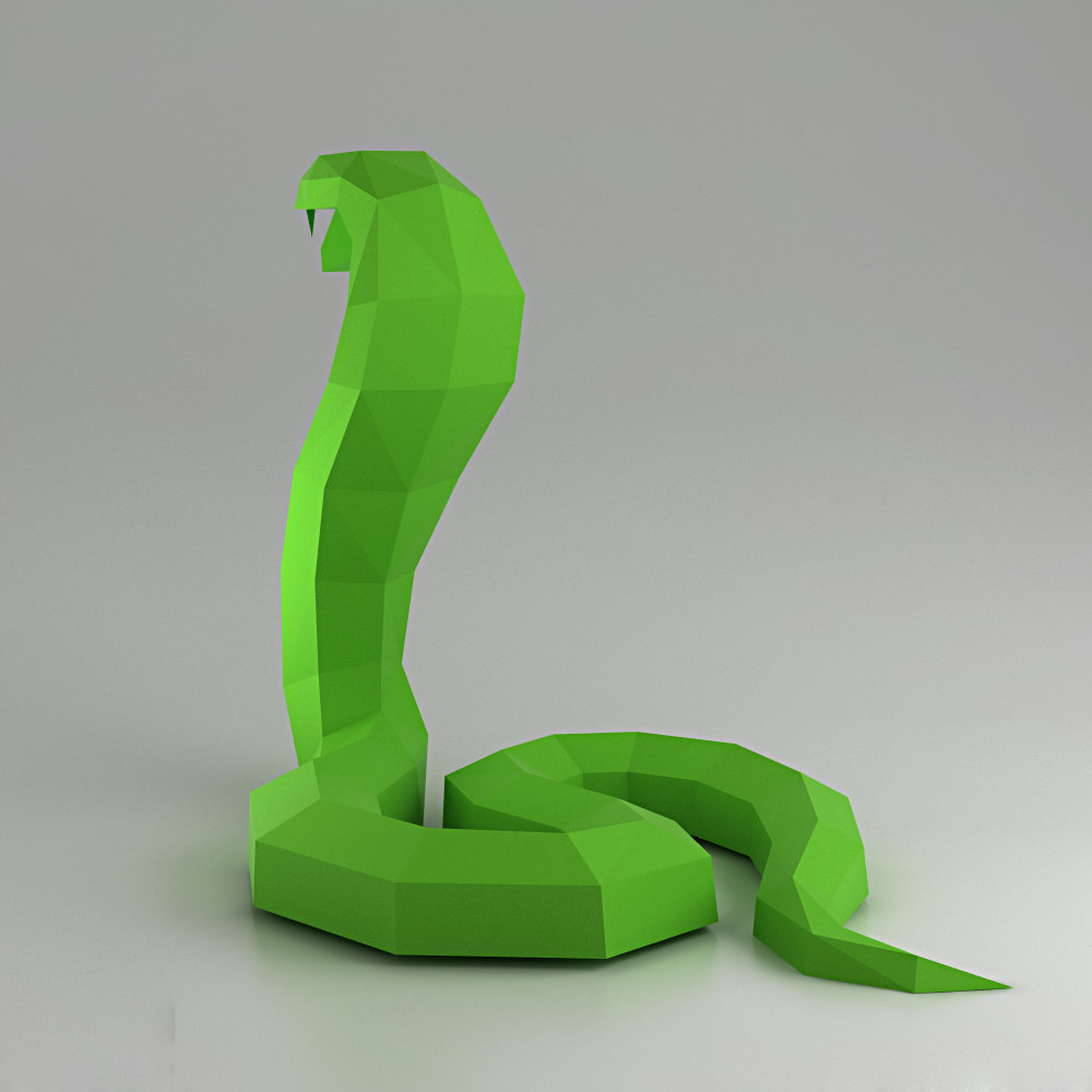 眼镜蛇3d纸模型diy手工纸模摆件挂饰玩具几何折纸立体构成