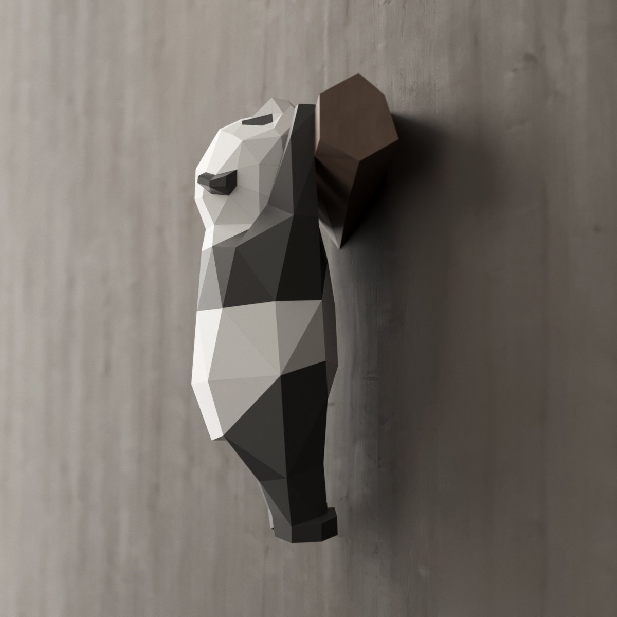 爬树熊猫 3d纸模型diy手工纸模摆件挂饰玩具几何折纸立体构成