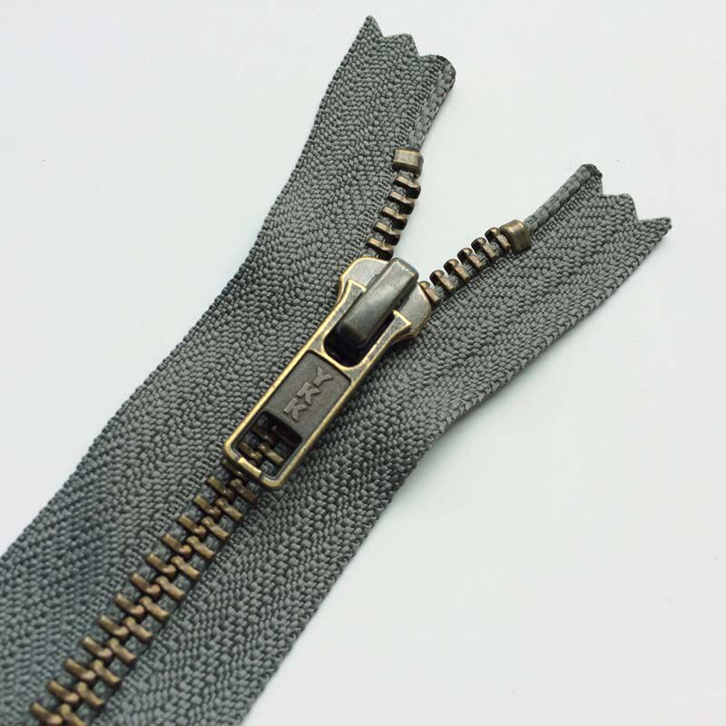 ykk5号闭尾金属铜拉链(古铜齿)灰色拉链24厘米口袋手工拉链