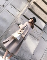 (Mrs Qian)CHINSTUDIO custom temperament I-word pleated high split Australian wool double-sided coat