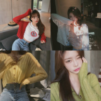 Mrs. Qian Sydney Custom Short V-neck Knitted Cardigan Jacket Women 2020 Spring Gentle Wear Thin Top