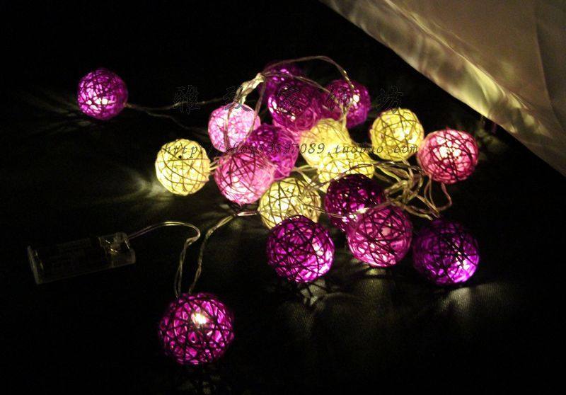 紫色渐变 圣诞藤球灯 泰国彩球灯 泰国彩灯 泰国藤球灯 新年串灯