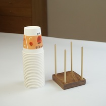 Black walnut brass paper cup holder milk tea bar storage wooden disposable paper cup cup holder coffee cup holder