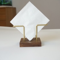 Simple black walnut solid wood napkin rack hotel B & B cafe vertical paper towel holder brass shelf