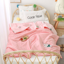 60S long suede cotton A class full cotton air conditioning by child baby summer by cartoon water machine wash and embroidered rolling side summer quilt