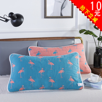 Pair of padded 6-layer gauze pillow towels pure cotton pillow towels Single all-cotton upscale towel lovers European-style adult pillowcase