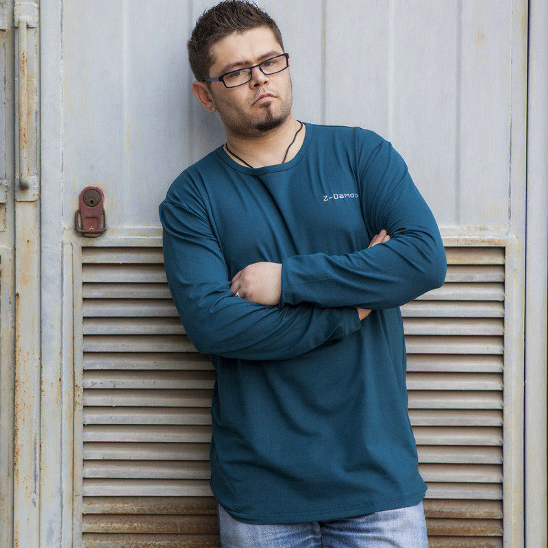 肥佬t恤长袖加肥加大男装宽松特大码圆领胖子体恤衫纯色春季打底