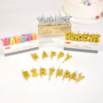 Happy birthday English letter candle gilded silver color birthday party Creative cake decoration birthday candle