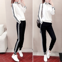 Sports Casual Suit Womens Spring Autumn Season 2022 New Tide Cards Foreign Air Loose and Lean Running Suit Clothing two sets