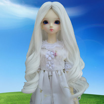 BJD doll wig Medium white small curly hair as princess big curly hair 3 points temperament goddess white hair spot