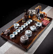 Tea set set household solid wood tea tray ebony high-end light luxury simple Chinese tea table full automatic one large