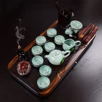Solid Wood whole black sandalwood tea tray whole set of kung fu tea set set home simple light luxury high-end tea cup tea ceremony