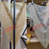 Luxury heavy industry long tassel collar flower black silver gold beaded tassel collar Wedding dress evening dress collar decorative lace