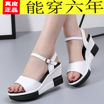 Sandals womens wedge heel summer 2021 new versatile fashion thick-soled waterproof table simple student muffin fish mouth sandals