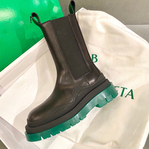 2022 autumn and winter new green bottom chimney Martin boots womens thick bottom British style mid-boots leather Chelsea short boots