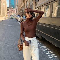 South Korean high neckline knit undershirt woman long sleeve 2022 new spring autumn fashion foreign air tight fit inner lap top