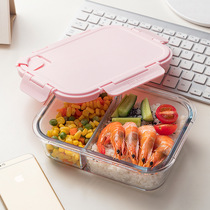 Separate High Borosilicate heat-resistant glass lunch box rectangular transparent bento box microwave oven heating dedicated large-capacity female