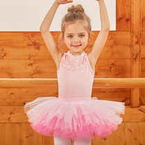  Summer childrens cotton dance suit Girls short-sleeved practice suit one-piece examination suit Tutu performance suit 1963