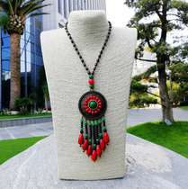 National Winewood Beads Necklace Fashion Necklace Clothes 100 Matching Accessories Adornment Chain Son Retro Sweater Chain Long lady