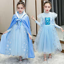 Frozen Elsa dress thickened sweater dress Princess Elsa dress Autumn and winter dress Christmas Birthday gift