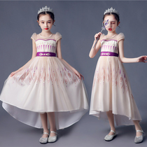 Ice and snow Chic edge 2 Anna princess dress Summer new anna Liandress Love Sher dress little girl Ocean Gas Skirt