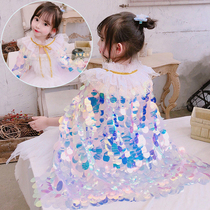 Childrens fish tearful film The cloak girl sunscreen Birthday Princess Dress Up 61 Performance Costume Costume