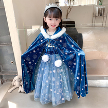 Ice and snow Chienties Princess Leia Princess Cape Girl Autumn winter Aisha Beatles Childrens birthday Christmas dress