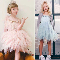Girls 2018 new swan feather dress tutu childrens performance suit birthday dress