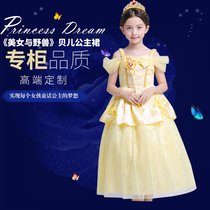 Girls Belle Princess Dress Beauty and the Beast Children Belle Princess Dress Halloween Show Performance Costume